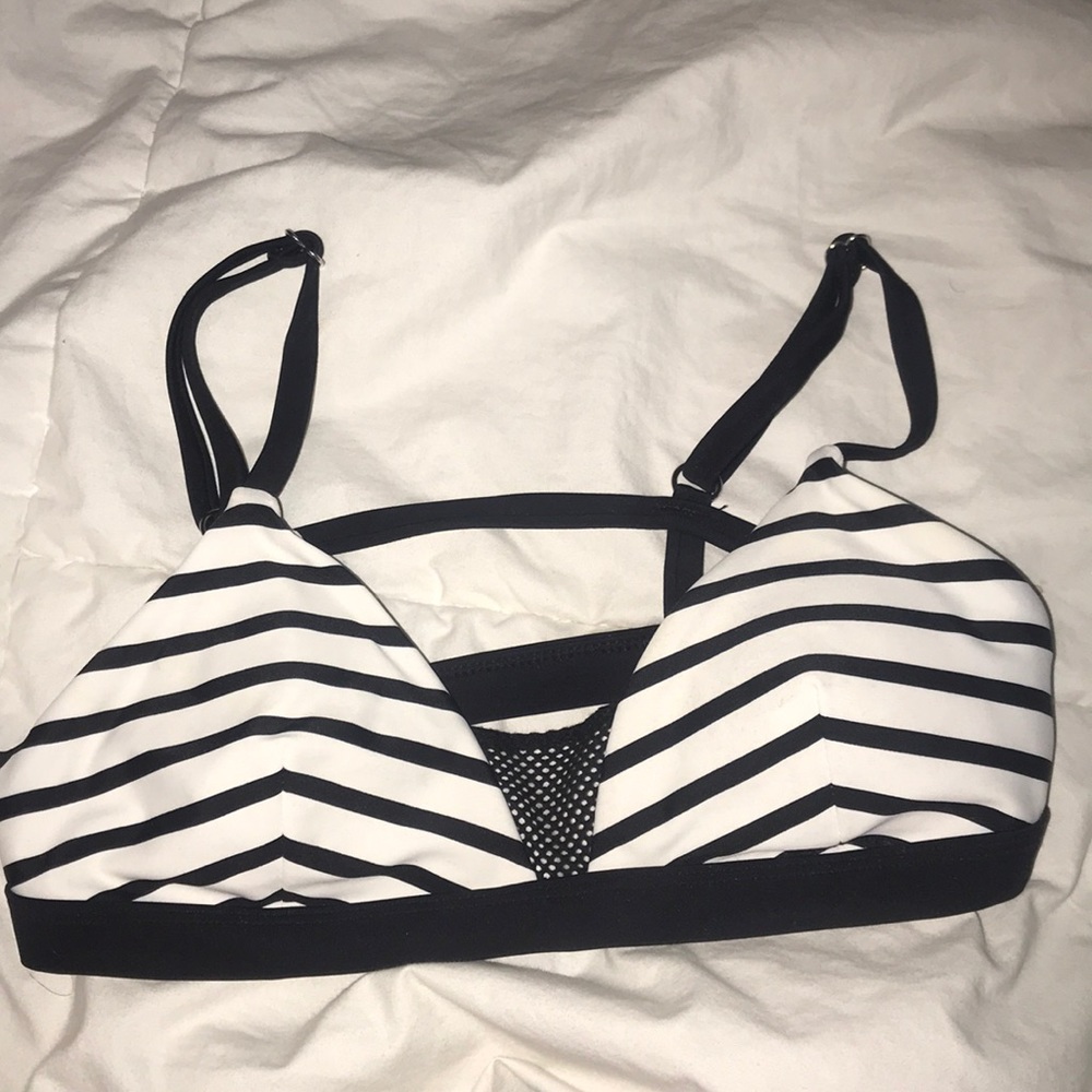 black and white bathing suit top